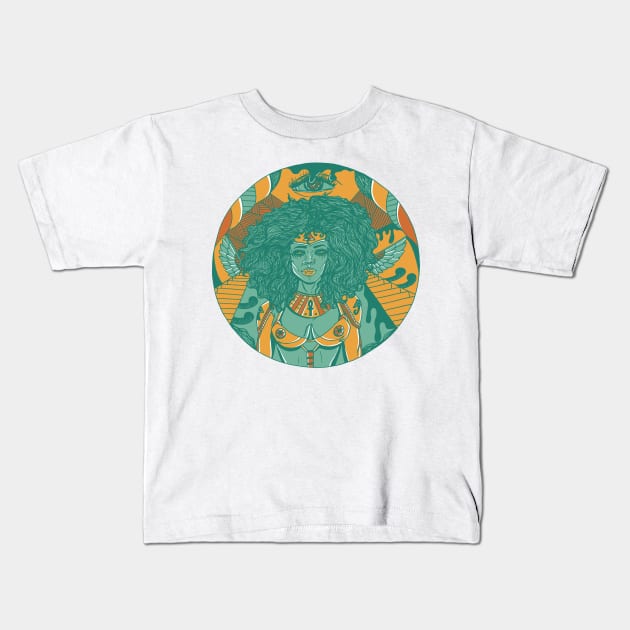 Mountain Green Kemet Warrior Kids T-Shirt by kenallouis